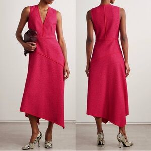 NWT ULLA JOHNSON Florence chiffon-trimmed cotton-blend tweed midi dress. Size 2